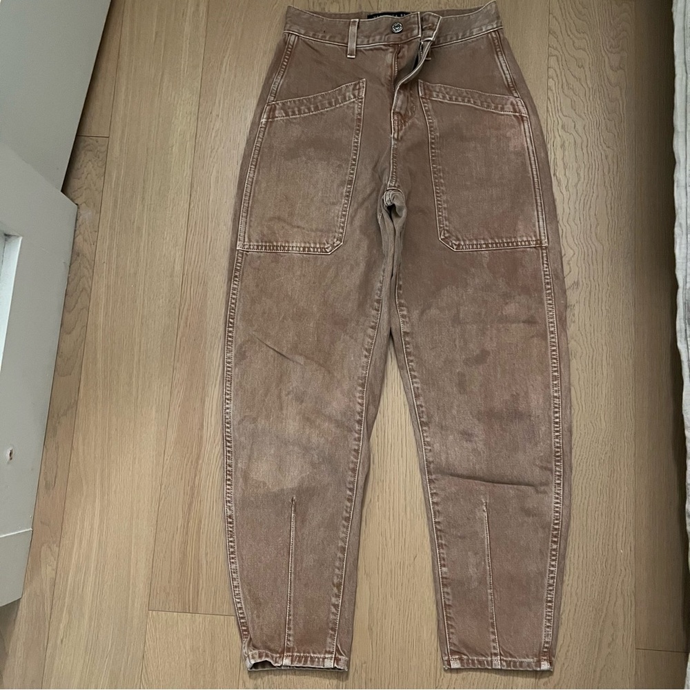 Veronica beard Charlie barrel leg pant, brown, 24
